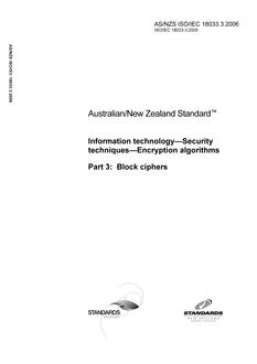 AS/NZS ISO/IEC 18033.3:2006